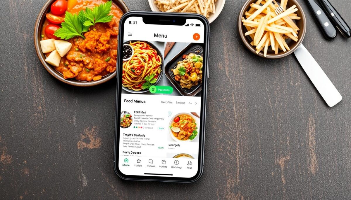 Generate an image of a restaurant menu on a third-party delivery app Generate an image of a restaurant menu on a third-party delivery app