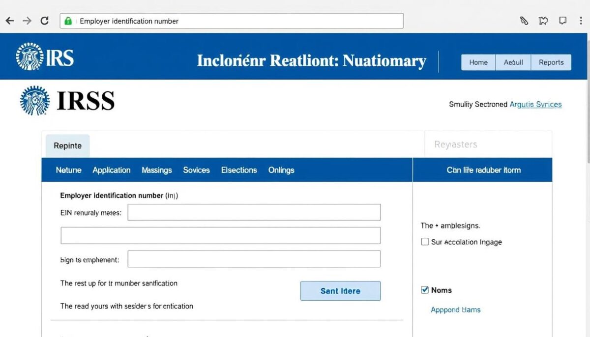 Image of IRS website EIN application page