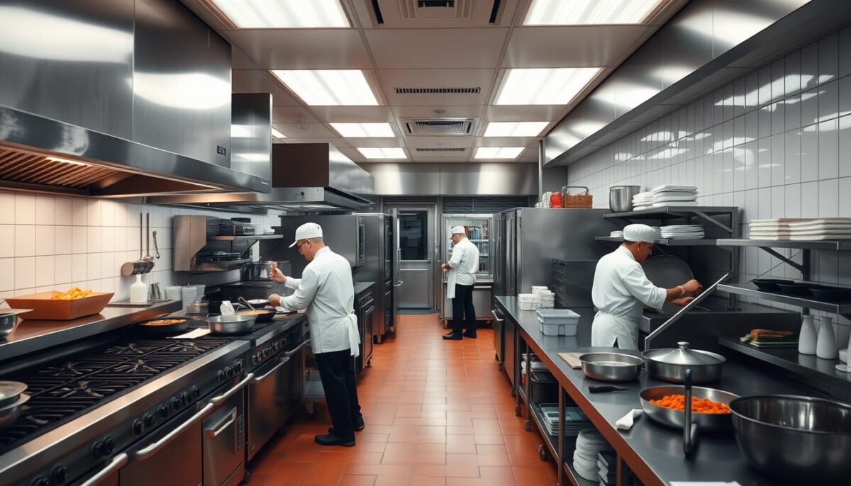 Image of a commercial kitchen with various equipment
