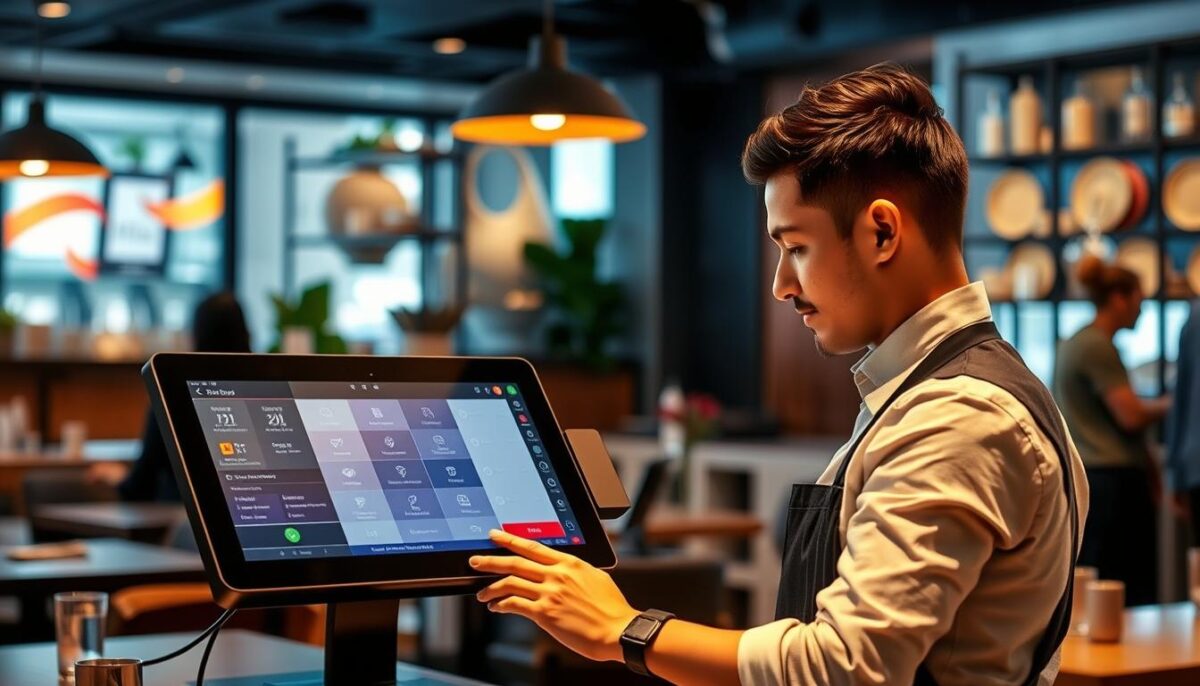 Image of a modern restaurant POS system in use