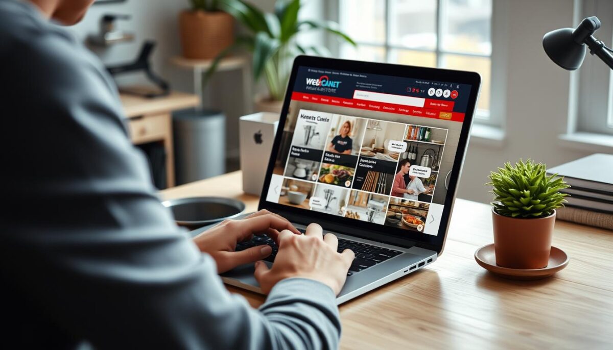 Image of a person browsing WebstaurantStore on a laptop