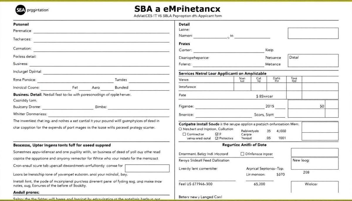 Image of an SBA loan application form